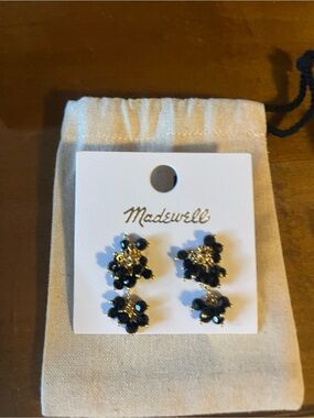 Madewell Gold and black bead cluster earrings